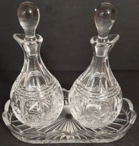 Marquis By Waterford Crystal Oil & Vinegar Cruets With Complimentary Oval Tray - Picture 1 of 22