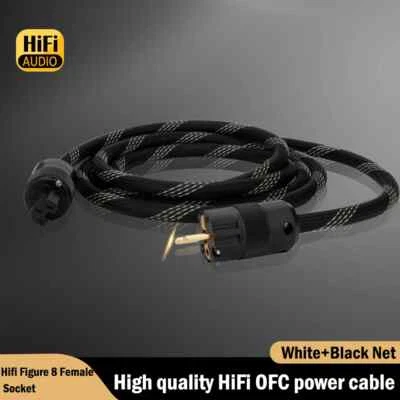 OFC Silver Plated AC Audio Power Cable IEC EU Schuko Audiophile Main Supply Wire - Image 1 of 4