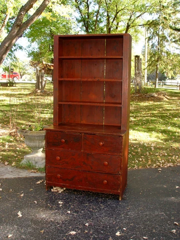 Mid 19th c. Antique Original Grain Painted Storage Cabinet Cover
