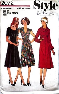 Vintage 1977 Style 2072 Misses’ Dress Sewing Pattern – Size 10 (Bust 32½”) - Picture 1 of 12