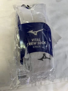 Mizuno Vital Crew Sock 3-Pack, White, MEDIUM - Picture 1 of 1