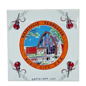 Vintage Souvenir Ceramic Tile Trivet Nashville Tennessee Music City 6" Japan - Picture 1 of 5