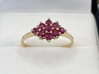 9ct Gold Hallmarked Ruby Cluster ring. Goldmine Jewellers. - Image 1 of 4