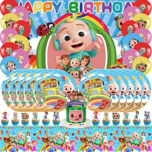 Cocomelon Party Supplies Birthday Decorations Plates Balloons Cloth Banner 5x3ft - Picture 1 of 8