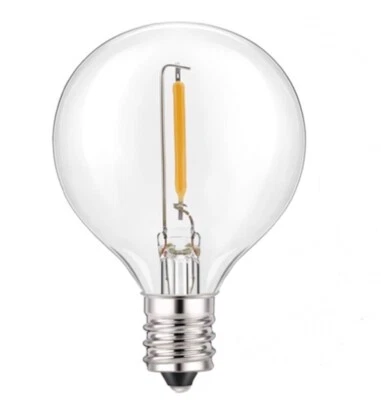 HOLIDAY LIGHT DEPOT 25 Pack G40 LED Globe Replacement Bulbs Warm White C7 E12 Base Patio Light Bulb