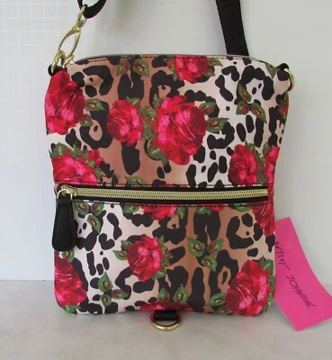 Bolso Bandolera Betsey Johnson Cheetah Rosa Ombre Cartera Bolso sin asas Convertible Nuevo con Etiquetas Foto 1 de 4