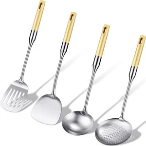 4 Pack Stainless Steel Wok Spatula Set Kitchen Cooking Utensils Cookware Set - Picture 1 of 7