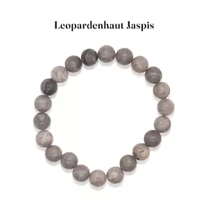 Bracciale pelle di leopardo diaspro pietra preziosa sfera 8 mm bracciale potenza pietra curativa perla - Foto 1 di 7