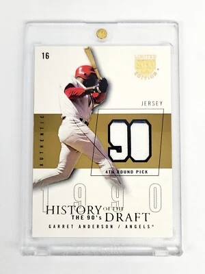 GOLD #/10 GAME USED JERSEY 2004 Skybox LE History of the Draft Garret Anderson - Image 1 of 2