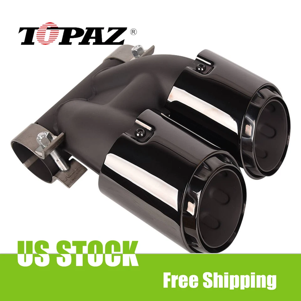 For 2015+ Porsche Cayman 718 Glossy Black Stainless Steel Exhaust Muffler Pipe - Image 1 of 4