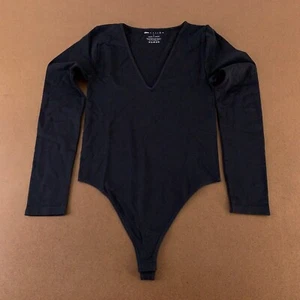 ASOS Design Women's SIze Large Black Long Sleeve Plunge V Neck Bodysuit New - Picture 1 of 9
