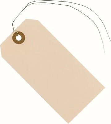 EZDOM Label Tags with Wire Attached - 4 3/4" x 2 3/8" Box of 100 Blank Manila Tags ...