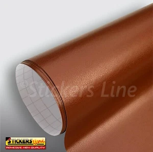 Pellicola adesiva effetto Pelle Marrone cm 50 x 75 wrapping tuning auto moto - Foto 1 di 7