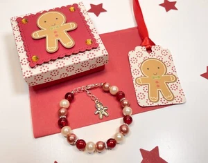 Gingerbread Man Bracelet, Gift Box, Stocking Filler, Secret Santa, Christmas Eve - Picture 1 of 6