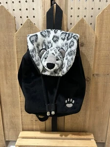 Amela Design Plüsch Leopard Kinder Rucksack schwarz & weiß Magnet Kordelzug schließen - Bild 1 von 5