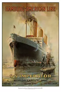 Ocean Liners 2053 SS Imperator 1913 Poster 11 x 17 - Bild 1 von 4