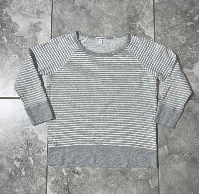 JAMES PERSE Algodón Rayas Raglán Pullover Camisa Gris Top Blusa Cuello Redondo 2 M Foto 1 de 4