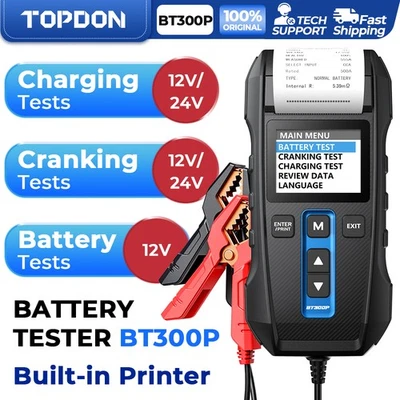 🔥TOPDON BT300P Car Battery Tester Charging Test Load Test with Built-in Printer - Image 1 of 4