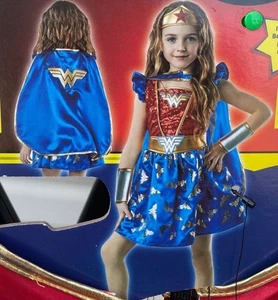 Deluxe Metallic Wonder Woman Costume Superhero Fancy Dress Age 10-12 - Picture 1 of 10