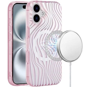Funda híbrida Mood Series MagSafe para iPhone 16 Plus - Raya cebra rosa ondulada - Imagen 1 de 3