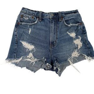 Abercrombie Fitch Curve Love Shorts Mom High Rise Gr. 28 / 6 Distressed Denim - Bild 1 von 6