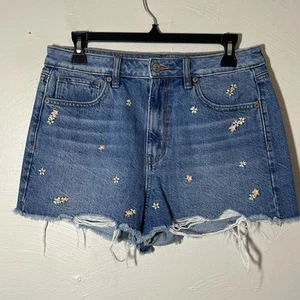 Pantalones Cortos American Eagle Denim Mamá Mujer 8 Tiro Alto Floral Bordado - Imagen 1 de 4