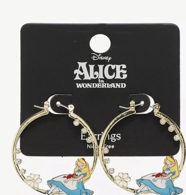 Pendientes de aro para dormir de Alicia en el País de las Maravillas Disney nuevos con etiquetas Foto 1 de 3