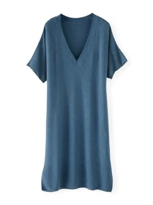 Wickelkleid London, Etuikleid blau Bio-Baumwolle Strick - Gr. 10 - Bild 1 von 6
