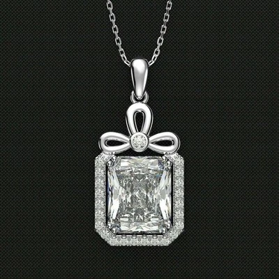 1,10 ct Smaragdschliff-Simulationsdiamant-Hochzeits-Halo-Anhänger aus 925er... - Bild 1 von 4