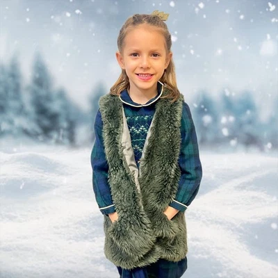 Zara Girls Outwear Collection Faux Fur Vest Open Up Sleeveless Winter Coat 7/8 - Image 1 of 4