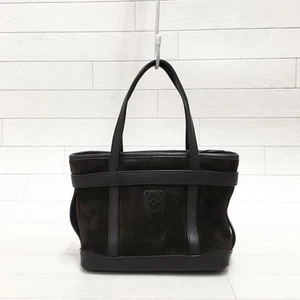 LOEWE Anagram Mini Hand Bag Tote Bag Suede Leather Dark Brown F/S Used 4194 - Picture 1 of 9