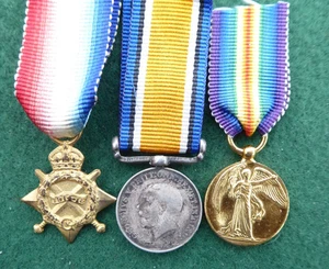 WW1 AIF AUSTRALIAN  1914/15 STAR BRITISH WAR & VICTORY MINIATURE MEDAL TRIO - Picture 1 of 5