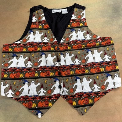 Basic Editions Women’s Vest Ghost Pumpkin Patch Button Plus 18 W Halloween - Image 1 of 4