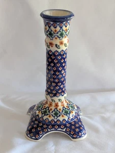 Boleslawiec polnische Keramik handgefertigter Kerzenständer 8-1/4" hoch - Bild 1 von 8