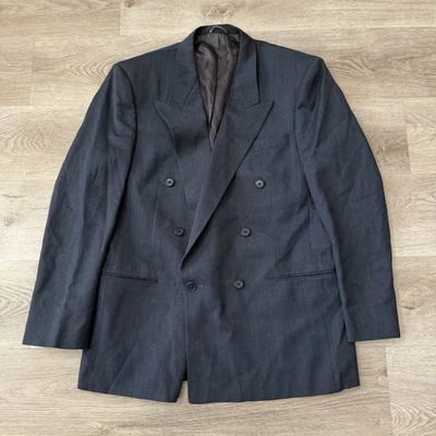 Blazer Christian Dior Vintage Años 80 Lana Azul Marino Doble Pecho Hecho en Unión Talla 41R Foto 1 de 4