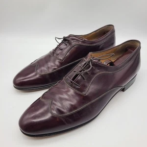 Vintage Salvatore Ferragamo Studio Italy Burgundy Wingtip Oxford Shoes Sz 9.5D - Picture 1 of 9