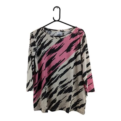 gerry weber collection women top pink & black round neck printed size 16 - Image 1 of 4