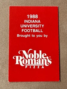 CFB 1988 INDIANA HOOSIERS Football Schedule College NOBLE ROMANS PIZZA / WIRE AM - Picture 1 of 2