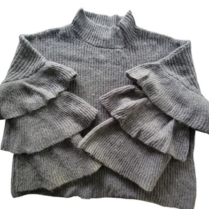 Ruby Moon Womens XL Gray Tiered Bell Sleeve Sweater Mock Neck - Picture 1 of 11