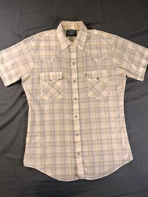 Camisa Western Dee Cee Rangers Perla A Presión Beige A Cuadros Talla 16, Hecha en EE. UU. Foto 1 de 4