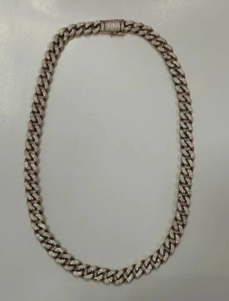 COLLANA CUBANA GROUMETTE IN ARGENTO ROSSO 925 CON ZIRCONI - Immagine 1 di 1