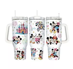Handgefertigter 40 Unzen Edelstahl Becher - Valentin ~ Minnie Mouse ~ Mickey Mouse ~ Geschenk - Bild 1 von 1