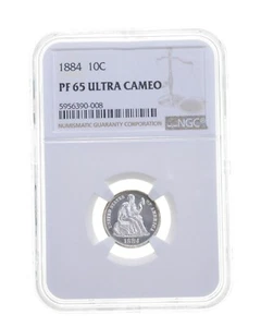 PF65 UCAM 1884 Seated Liberty Dime - Graded NGC *4686 - Picture 1 of 3