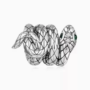 Charm Perle Schlange 925 Silber Zirkon Steinchen - Anhänger für Pandora Armband - Bild 1 von 4