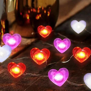 10Ft Valentine's Day Heart String Lights Battery Operated Fairy Lights for Party - Picture 1 of 7