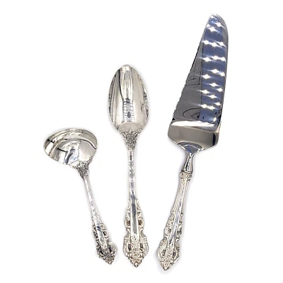 3 Piece Completer Set Royal Baroque Silverplate Wallace Silversmiths Discontinue - Image 1 of 4