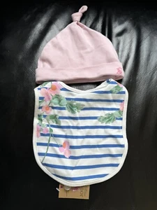 Baby Girl Joules Hat And Bib Set, Age 0-6 Months New - Picture 1 of 1