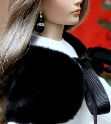 BLACK FUR SHAWL Jacket/sweater for 16" TONNER TYLER Fashion Doll & Similar (P35) - Image 1 of 4