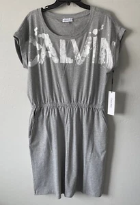 NWT Calvin Klein Women's Cotton Blend Stretch 2-Pocket Gray Dress Size L - Picture 1 of 2
