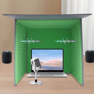Green Portable Soundproof Cover - Desktop Isolation Booth for Recording - Picture 1 of 19